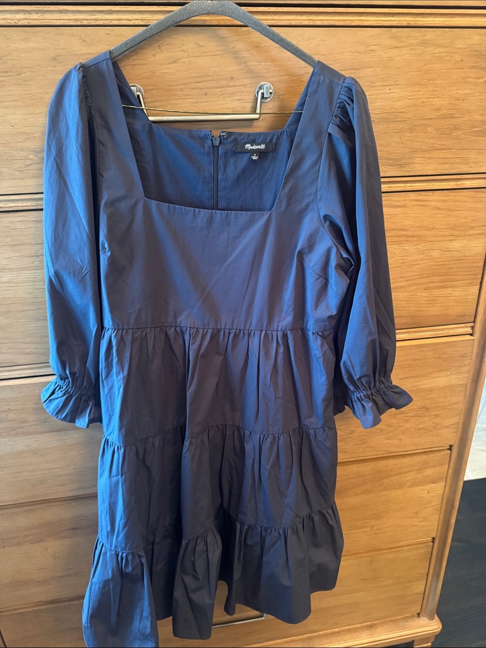 Navy madewell poplin puff sleeve dress